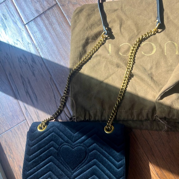 Gucci GG Velvet Marmont Matelasse Small Shoulder cross body Bag Black - Picture 5 of 16